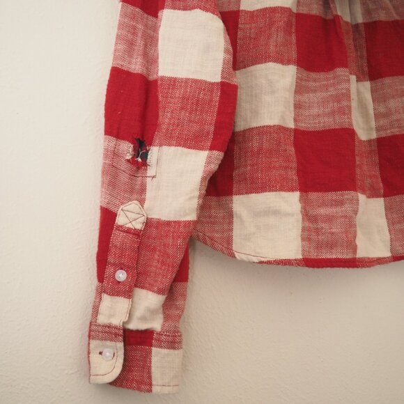 !! NWT American Eagle Red Plaid Hooded Lightweight Shacket sz S - Picture 6 of 6